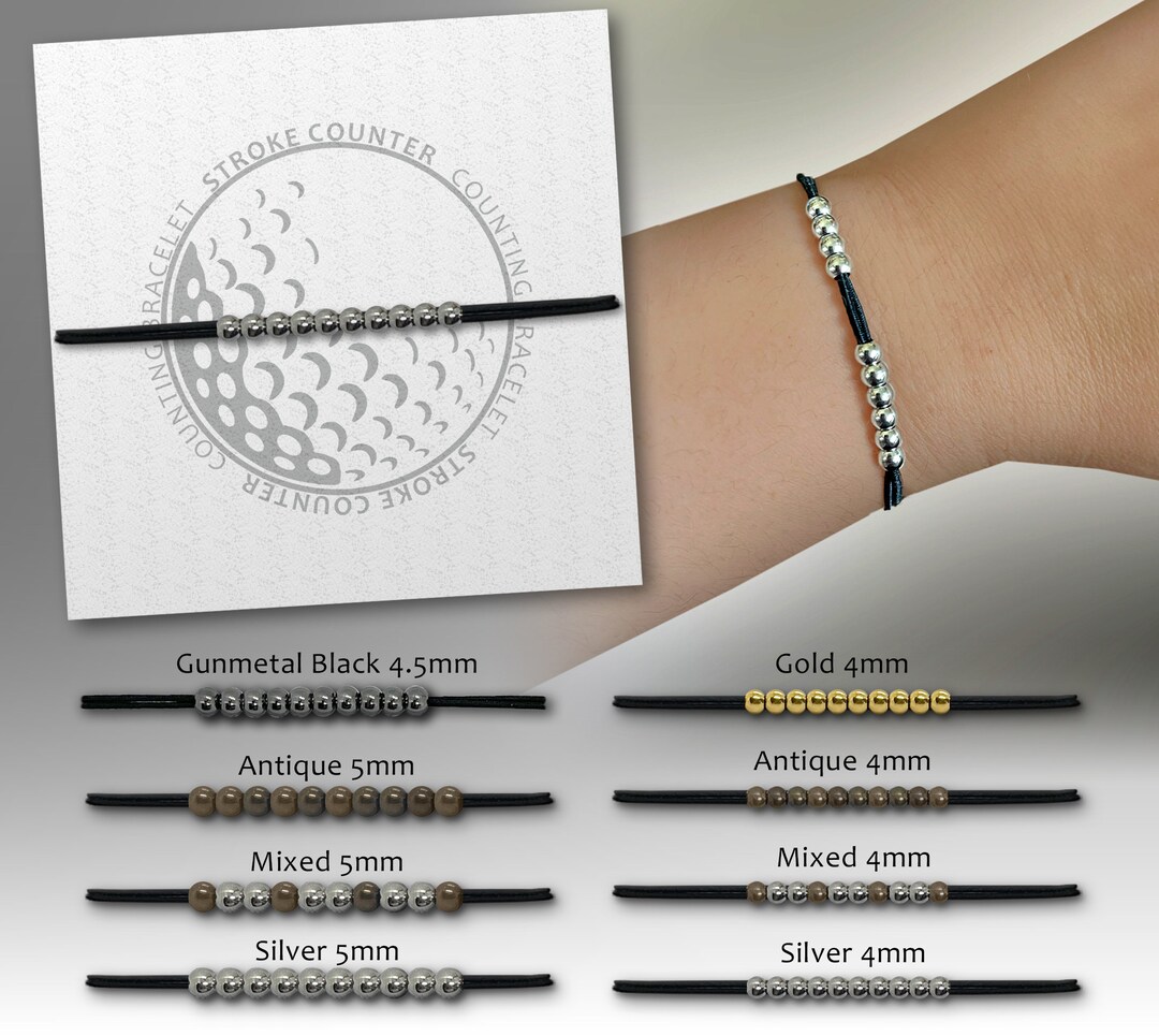 Golf Stroke Counter Bracelet Unisex Golfer Gift Choice of Bead Size and
