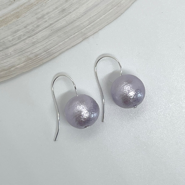 Weightless Bold Textured Faux Pearl Earrings Japanese Cotton Pearls Color Choices Aqua Bronze Champagne Chartreuse Gray Lavender Pink