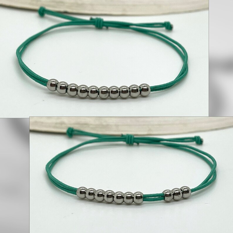 Counting Bracelet 10 Sliding Stainless Steel Beads Mindfulness Etsy