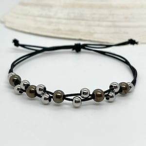 Fidget Bracelet Sliding Stainless Steel Mixed Beads Adjustable Stretch Fit Unisex Tarnish Resistant Personalized