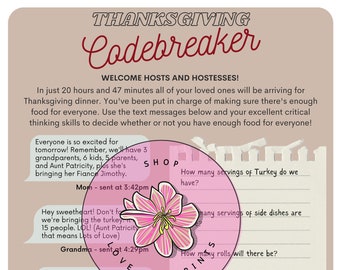 Thanksgiving Codebreaker Worksheet / Activity Page - Elementary and Middle School - Any Subject