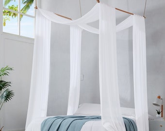 Pair of 2 Chiffon Canopy Bed Curtains in 216 or 288 Inch Sizes & 7 Colors. Bed Canopy Curtains for Twin, Full, Queen or King Size Bed.