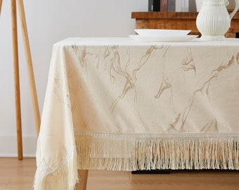 Velvet Tablecloth. Rectangular Tablecloth. Table Cover from Printed Foil Velvet Fabric is Great as Vintage Tablecloth, Holiday Tablecloth.