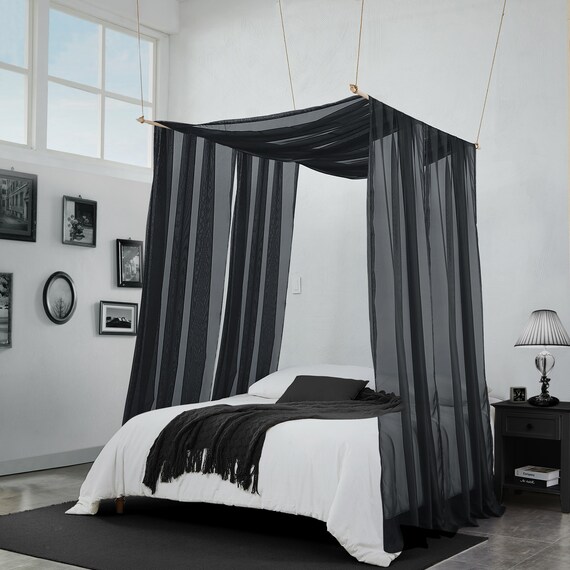 Black Canopy Bed Curtains Are Perfect for Twin Queen or King Bed
