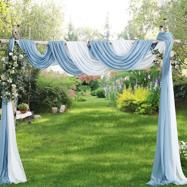 2 Chiffon Wedding Arch Draping Fabric Scarves in 12, 18, 24 & 30 Foot Length. Luxury Wedding Arch Decorations for Rustic Wedding Decor