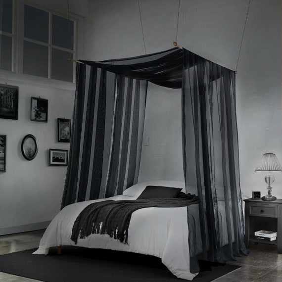 Black Canopy Bed Curtains Are Perfect for Twin Queen or King Bed