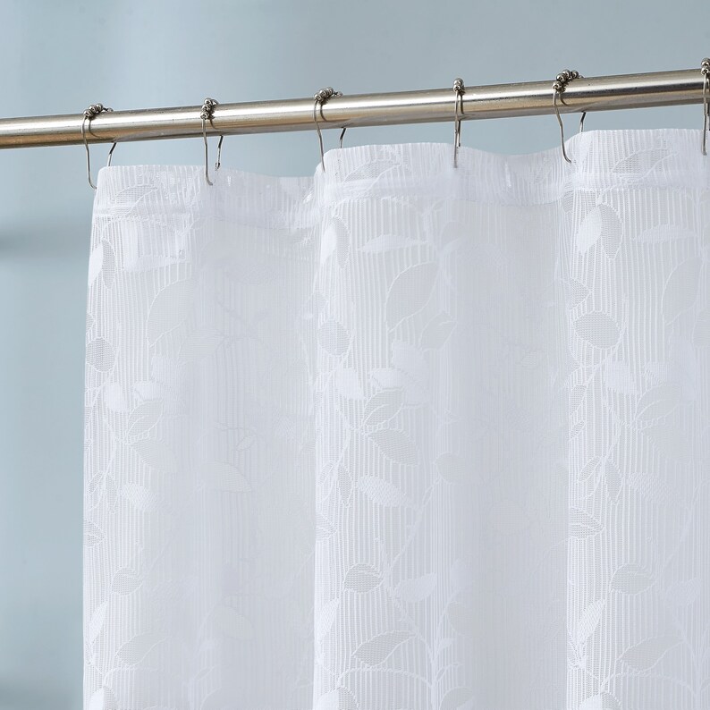 Modern Farmhouse Shower Curtains With Leaf Design in Ivory Etsy