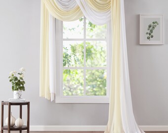 White sheer best sale window scarf