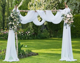 Wedding Arch Draping Fabric Bundle Includes 2 144", 216", 288", 360" or 540" Sheer Scarves For Wedding Ceremony, Photo Backdrop, Bed Canopy