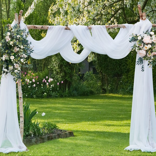 Wedding Arch Draping Fabric Bundle Includes 2 144", 216", 288", 360" or 540" Sheer Scarves For Wedding Ceremony, Photo Backdrop, Bed Canopy
