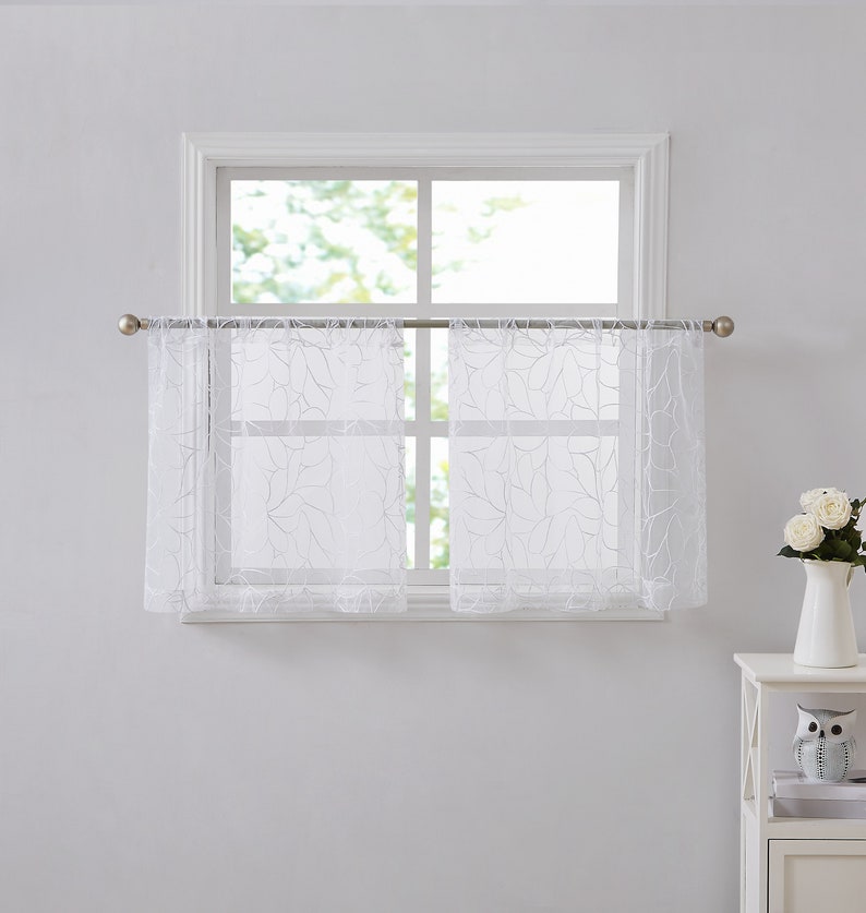 WARM HOME DESIGNS Pair of 2 Short White Kitchen Curtains. Boho - Etsy