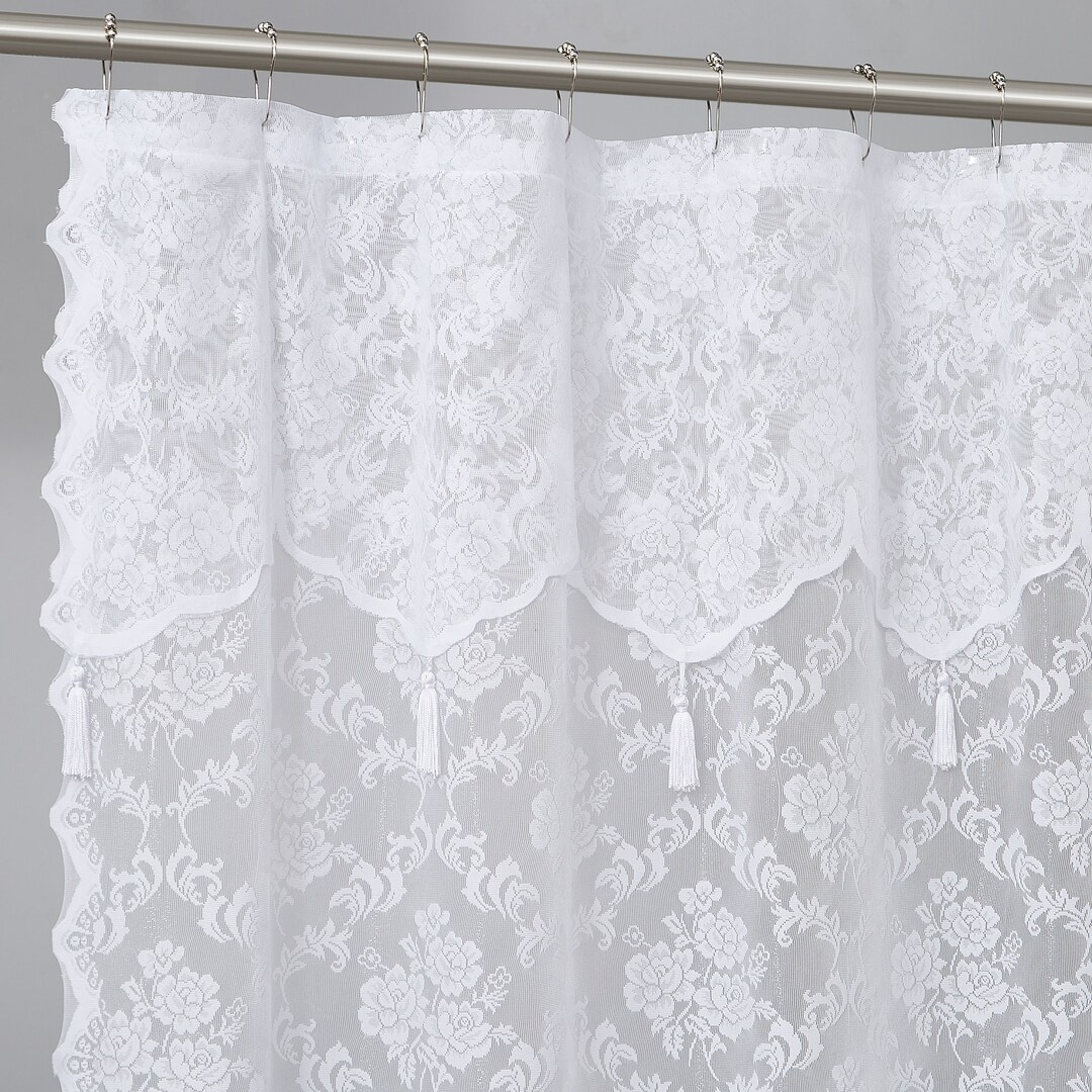 Lace Shower Curtain in 72 X 72 and 72 X 84 Extra Long Shower Curtain