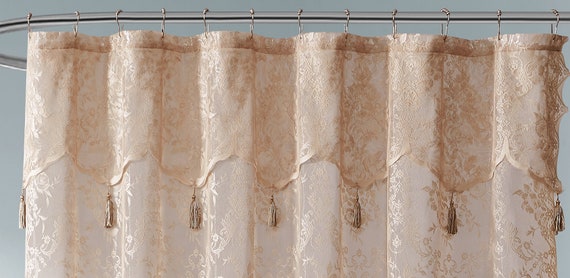 Lace Shower Curtain With Attached, Shower Curtain With Attached Valance