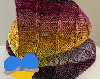 All proceeds to benefit Ukraine: Cowl with a Cause | knitting pattern | mini skein pattern