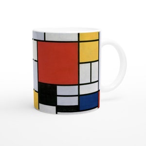 Piet Mondrian: Komposition mit Rot, Gelb, Blau und Schwarz (1921) 11oz KeramikBecher. Moderne Kunst Tasse/ Tasse. Ideales Geschenk Kaffee/Tee Tasse.