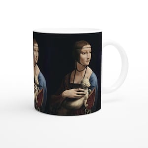 Leonardo Da Vinci: Dame met een hermelijn 11oz keramische mok. Fine Art Mok / Cup. Ideaal cadeau koffie / thee mok.