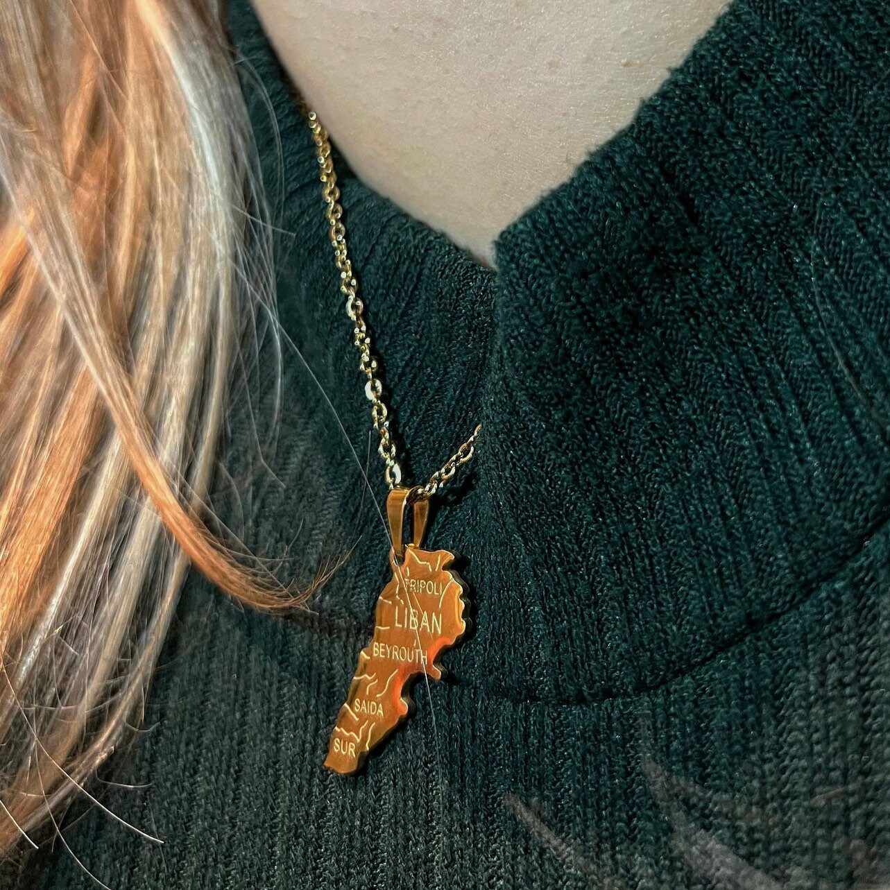 Lebanese Map Necklace / Stainless Steel / Beirut Necklace / Lebanese