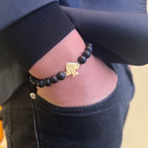 The Cedar of Lebanon adjustable Bracelet Gold Plated 18K UNISEX Onyx Stone / Lebanese Cedar Bracelet / Lebanon Bracelet