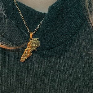 Collier de carte libanaise / Acier inoxydable / Collier de Beyrouth / Collier libanais