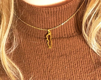 Collar con el mapa del Líbano - Chapado en oro de 18 quilates - Joyería con dijes libaneses
