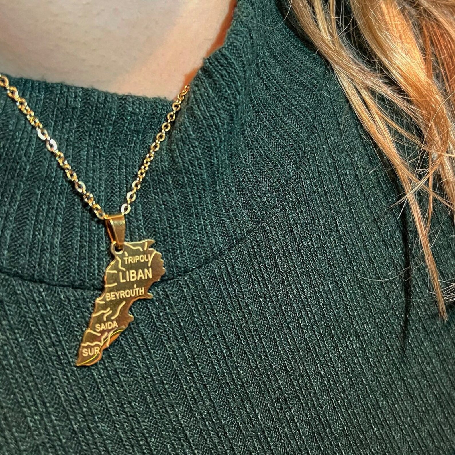 Lebanese Map Necklace / Stainless Steel / Beirut Necklace / Lebanese