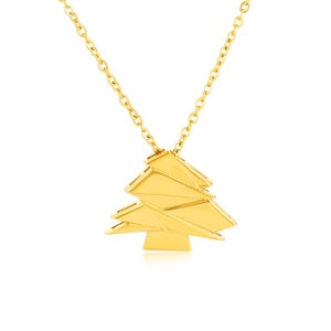 Lebanese Cedar Necklace,  Geometric Cedar Tree Pendant, Lebanese Jewelry, Unique Minimalist Lebanese Gift - 18K Gold Plated
