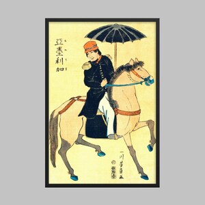 American Soldier on Horseback by Utagawa Yoshikazu (1848-1863) Japanese Art (Print)