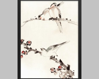 葛飾北斎 – 神秘的な仏教鳥カリョビンガ (1833) – 絵画写真ポスター