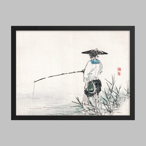 Fisherman by Kono Bairei (1844-1895). Japanese Art (Print)
