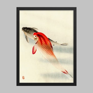Koi Fish Two Carp (1900 - 1930) par Ohara Koson (1877-1945). (Imprimer) Art japonais