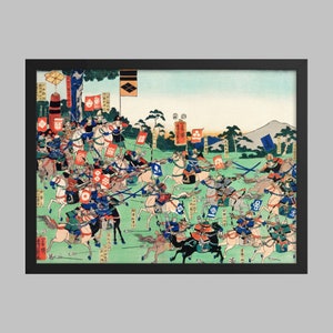 Battle at Kawanakajima Two Armies of Cavalry in Battle by Utagawa Kuniyoshi (1798-1861) Japanese Art (Print)