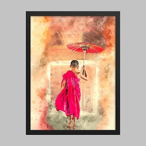 Buddhist Monk Young Boy Asian Decorative Wall Art. (Print)