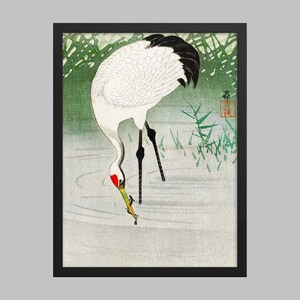 Pêche à la grue en eau peu profonde (1900 - 1945) par Ohara Koson (1877-1945).