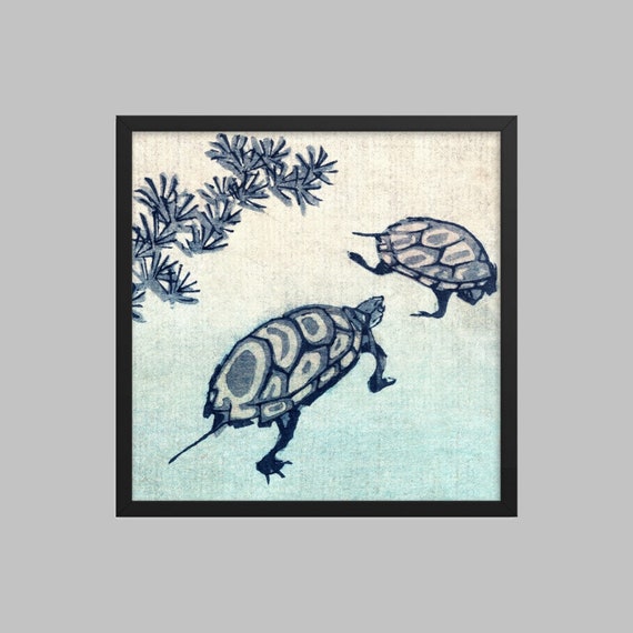 亀 版画 亀 版画 大出東皐 木版画 亀 Oide Toko Japanese original