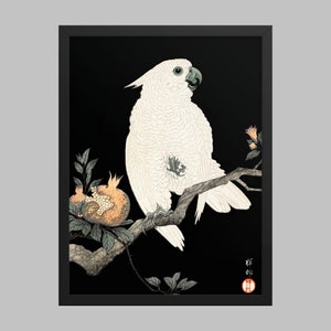 Cockatoo with Pomegranate (1927) by Ohara Koson (1877-1945). Japanese Art (Print)