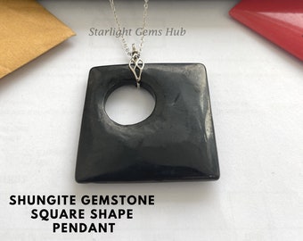 Handmade Pendant Design-Genuine Black Shungite-45MMx45MM Smooth Square Pendant-black shungite jewelry-Without Chain Jewelry-Groomsmen Gifts