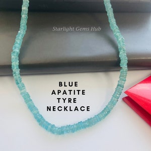 Blue Apatite beaded necklace 5MM Smooth Tyre Apatite Beads Gemstone jewelry Gemstone jewelry 925 Sterling Silver Best gift for her