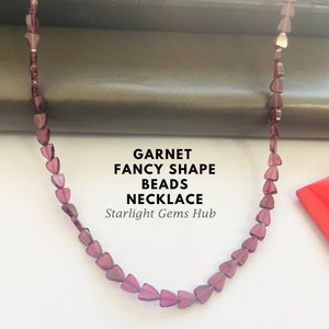 Natural Red garnet beaded necklace-5MMx4MM fancy shape gemstone jewelry-garnet jewelry-handmade jewelry-Designer necklace-Best gifts for her