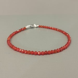 Minimalist Bracelet-2mm faceted round beads-top quality orange carnelian beads bracelet-tiny beads bracelet-dynamic color jewelry