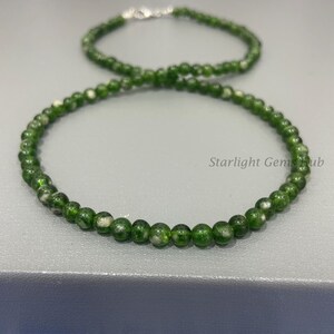 Chrome Diopside beaded necklace,5mm smooth round Chrome Diopside gemstone necklace,Dainty necklace design,bridesmaid gifts,Best gift for her