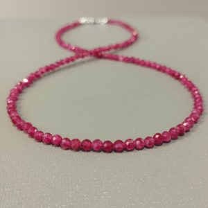 Minimalist ruby quartz beads necklace 3mm faceted round quartz beads-tiny beads necklace dainty choker-perfect gifts for her