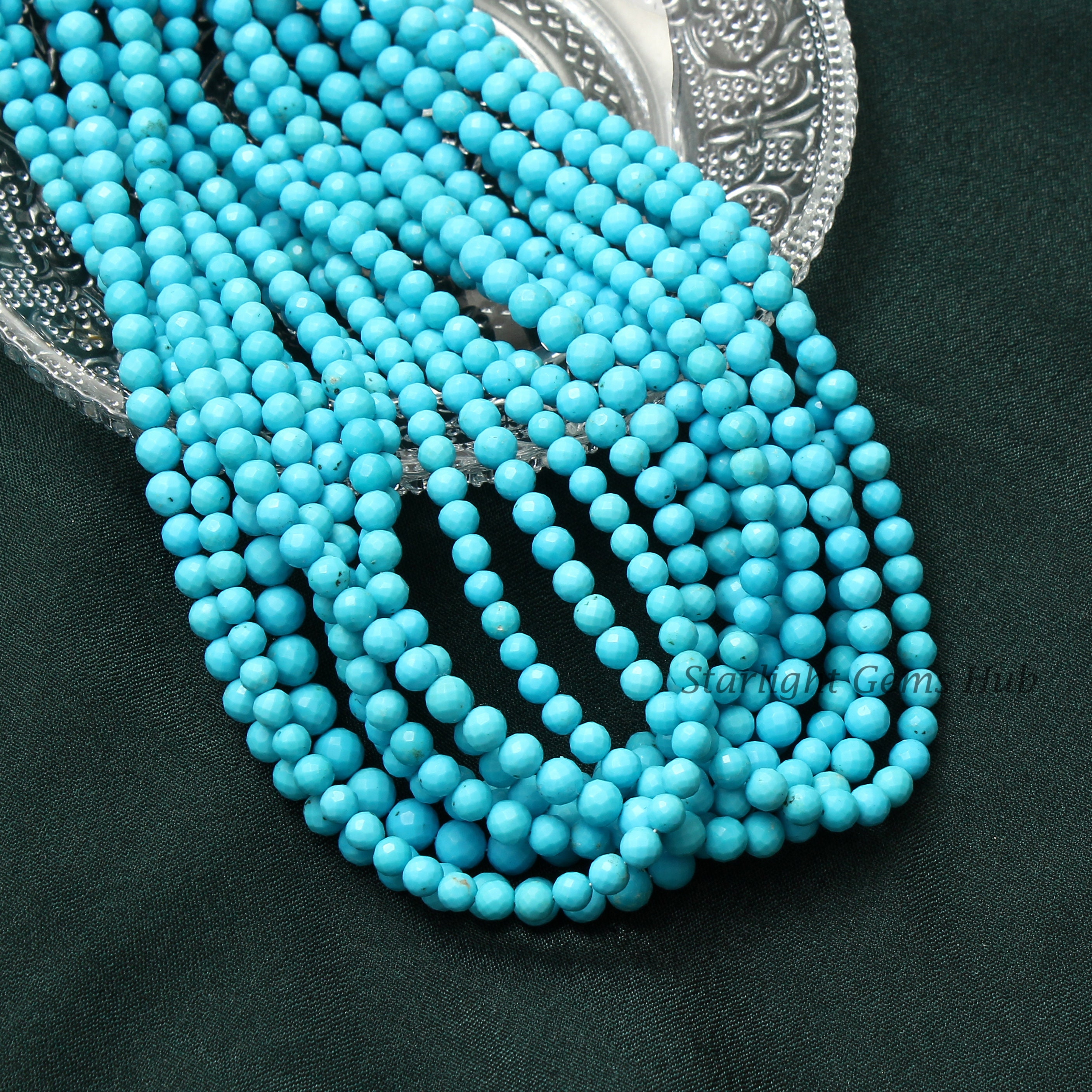 BEADIA Natural Blue Turquoise Spacer Beads Caps Loose Semi
