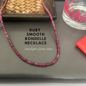 Remarkable Red Ruby beaded necklace-3mm-3.5mmsmooth rondelle red gemstone jewelry-Handmade necklace-Silver necklace-Ruby jewelry-Gifts ideas
