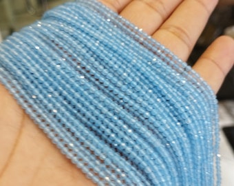 Blauwe chalcedoonkralen, 2,5 mm gefacetteerde ronde edelsteenstreng