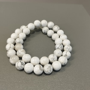 10 mm große weiße Howlith Halskette, Perlenkette, AAA Natürliche Howlith Halskette Damen Halskette, Edelstein Halskette Geschenk für sie
