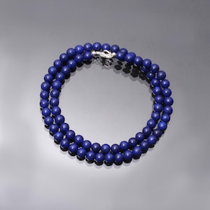 AAA++ blue lapis lazuli beaded necklace-6mm smooth round blue gemstone jewelry-handmade necklace-Best quality lapis lazuli jewelry beads