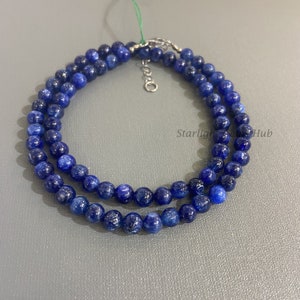 Natural blue kyanite beaded necklace-6mm smooth round beads-kyanite jewelry-birthstone jewelry-AAA quality beads-handmade jewelry