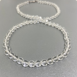 Clear Crystal Quartz necklace-6mm faceted round beads-Crystal necklace-Healing beads necklace-Best bridesmaids gifts-Spiritual Beads Jewelry