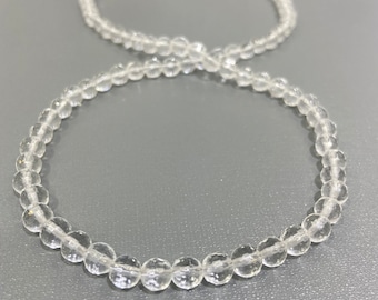 Collier en quartz cristal clair-Perles rondes à facettes de 6 mm-Collier en cristal-Collier de perles de guérison-Meilleurs cadeaux de demoiselles d’honneur-Bijoux de perles spirituelles
