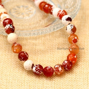 Classic fire agate stone necklace-Designer 10mm smooth faceted stone necklace-Birthstone necklace-unique stone design jewelry-Necklace
